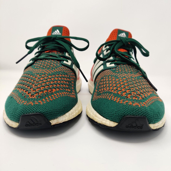 Adidas UltraBoost 1.0 PE Miami Hurricanes Sneakers Size 9.5 Green Orange AQ7847 main image 9